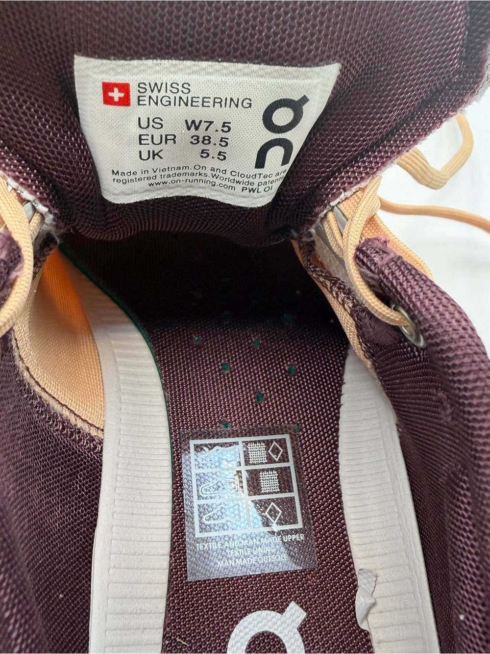 On Running Women’s Cloud Sneakers Size 7.5 Gray Peach Swiss Engineering Athletic - Picture 9 of 10